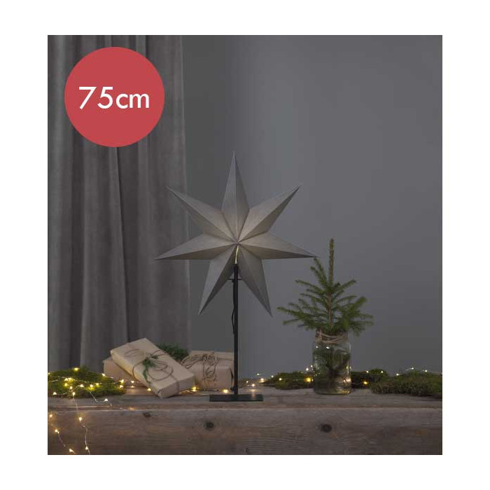 Grijze kerstster Ozen met E14 fitting - 75 cm