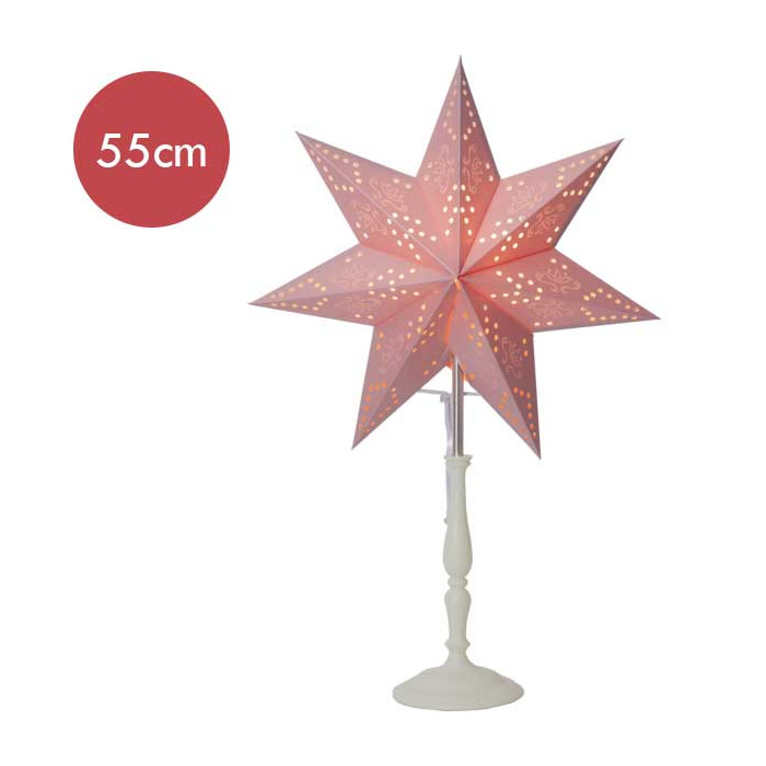 Roze kerstster Romantic met E14 fitting - 55 cm