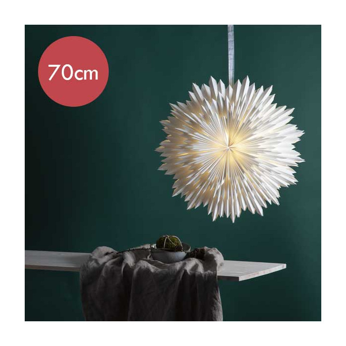 Witte papieren kerstster Ice  - 70 cm