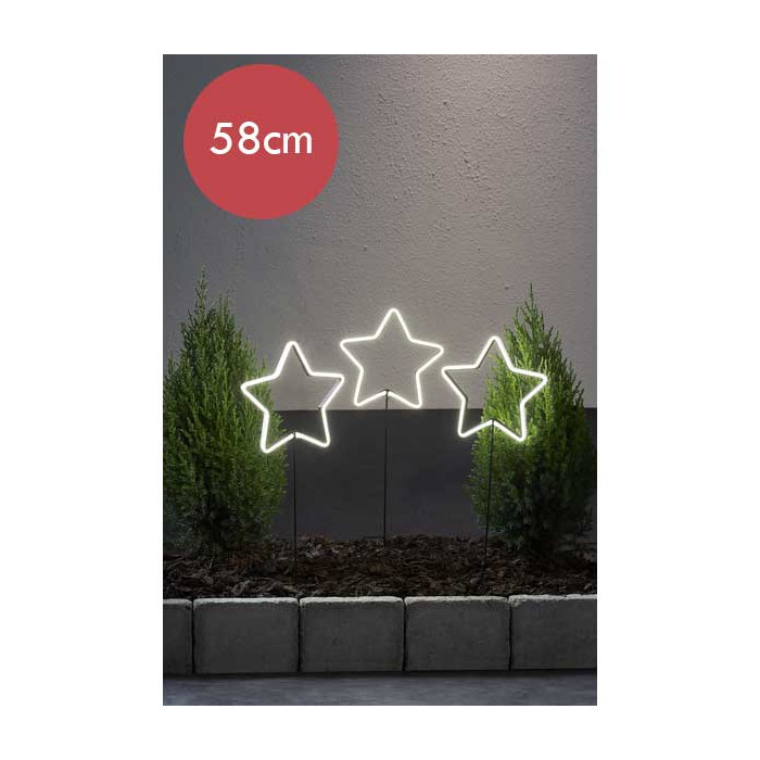 Metalen kerstster met LED verlichting - Set van 3 - 58 cm