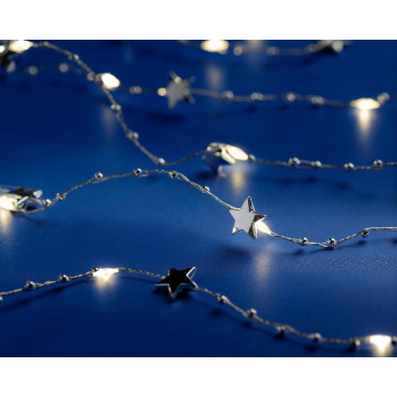 Micro LED string met Zilveren Sterretjes - 190cm - 20LEDs