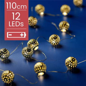 Dauwdruppel "Balletjes" goud - 110cm - 12 LED lampjes