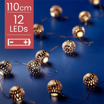 Dauwdruppel "Balletjes" koper - 110cm - 12 LED lampjes