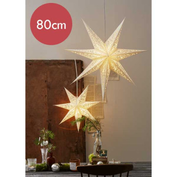 Wit hangende  kerstster Lace  - 80 cm