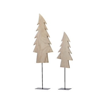 Set van 2 Decoratieve kerstbomen - Naturel - 80cm