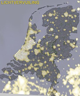 kaart lichtvervuiling nederland